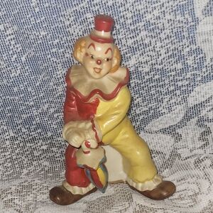 Vintage Clown With Umbrella Sitting On Drum -- Arnart